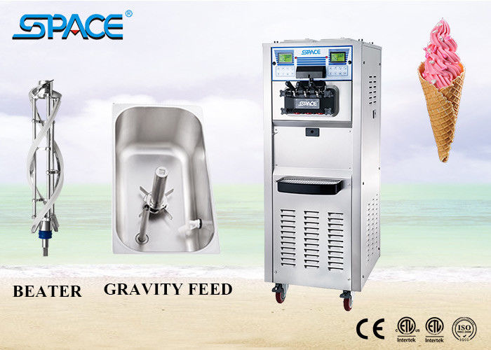 Soft Serve Commercial Ice Cream Making Machine Three Flavor With Movable Wheel