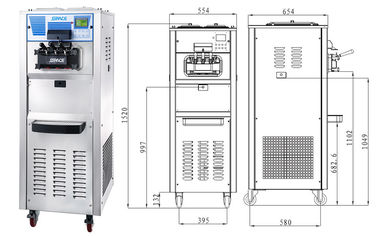 Floor Standing Commercial Ice Cream Maker With Air Pump Agitator In Hopper